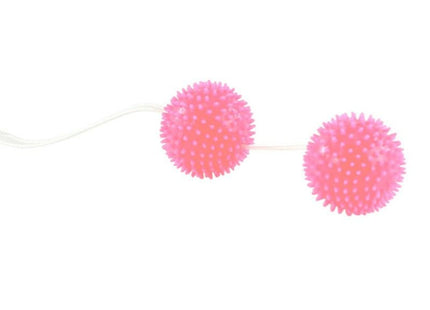 Rosa strukturierte baile kugeln 3,6 cm mit nadelspitzen verbunden durch ein transparentes elastisches band