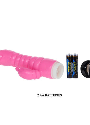 Rosa vibrator 22,5 cm von baile aus plastik mit geriffelter oberfläche und kleinem rundem hervorstehendem element nahe der basis