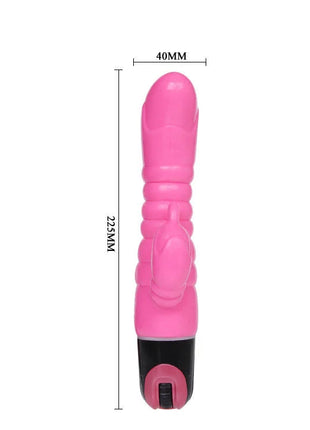 Pink und schwarzer silikonvibrator mit gerippter oberfläche baile rosa vibrator 22 5 cm