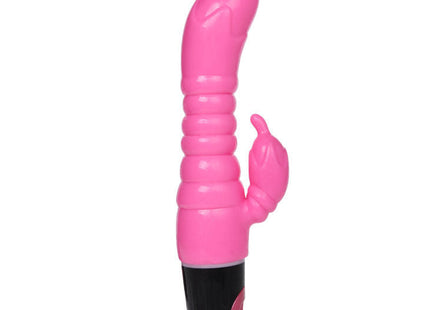 Rosa silikon vibrator in hasenform mit schwarzer basis BAILE rosa vibrator 22,5 cm