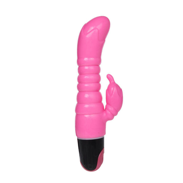 Rosa silikon vibrator in hasenform mit schwarzer basis BAILE rosa vibrator 22,5 cm