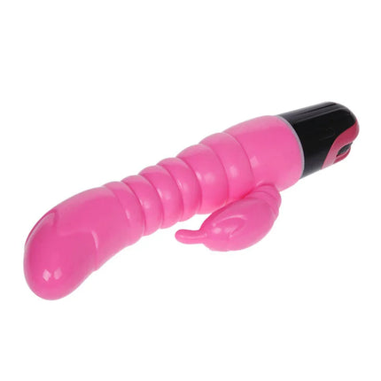 Pink silikon vibrierender baile rosa vibrator 22,5 cm mit schwarzem griff und kleinem klitorisstimulator