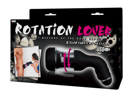 Schwarzer baile rotation lover automatischer masturbator aus plastik mit usb ladeanschluss und zahnraddesign auf verpackung