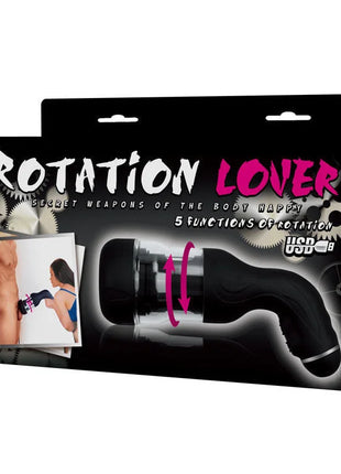 Schwarzer baile rotation lover automatischer masturbator aus plastik mit usb ladeanschluss und zahnraddesign auf verpackung