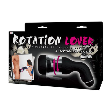 Schwarzer baile rotation lover automatischer masturbator aus plastik mit usb ladeanschluss und zahnraddesign auf verpackung