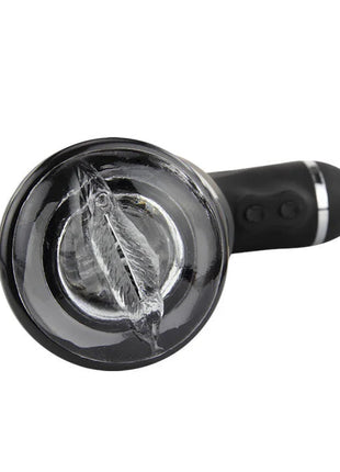 Baile rotation lover automatischer masturbator aus schwarzem und transparentem silikon mit federförmigem griff