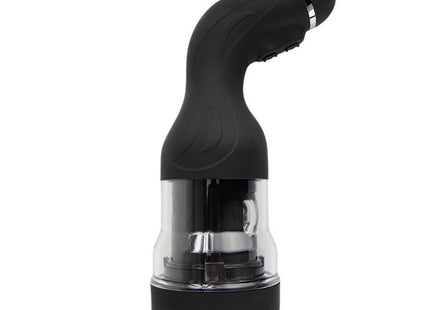 Schwarzer silikon und klarer kunststoff masturbator mit silbernem ring baile rotation lover automatisch 5v