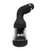 Schwarzer silikon und klarer kunststoff masturbator mit silbernem ring baile rotation lover automatisch 5v