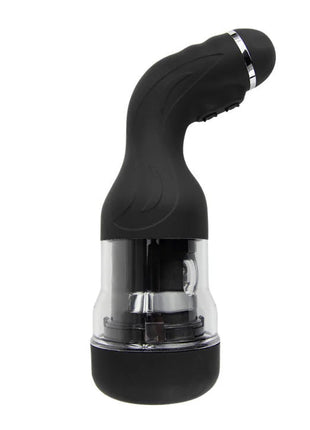 Schwarzer silikon und klarer kunststoff masturbator mit silbernem ring baile rotation lover automatisch 5v