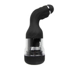 Schwarzer silikon und klarer kunststoff masturbator mit silbernem ring baile rotation lover automatisch 5v
