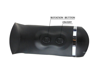 Schwarzes ergonomisches baile rotation lover automatischer masturbator mit zwei tasten und silbernem akzent