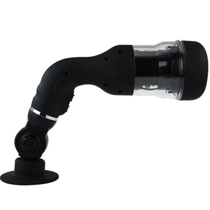 Schwarzer ergonomischer automatischer masturbator baile rotation lover mit transparentem zylinder und saugnapfbasis