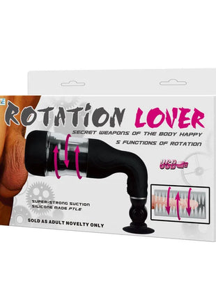 Schwarzer silikon rotation lover automatischer masturbator mit transparentem bereich und saugbasis von baile