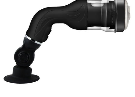 Schwarzer ergonomischer verständiger masturbator baile rotation lover mit klarem transparenter kopf und silbernem ring