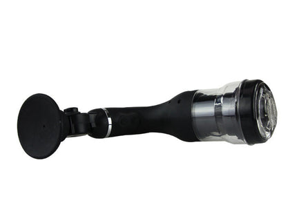 Schwarze und silberne auto-montierte taschenlampe mit saugnapf befestigung für rotation lover automatischer masturbator