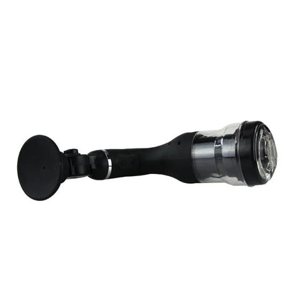 Schwarze und silberne auto-montierte taschenlampe mit saugnapf befestigung für rotation lover automatischer masturbator