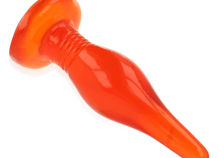 Vibranter oranger silikon analstecker baile roter soft touch mit glattem glänzendem finish und breitem sockel
