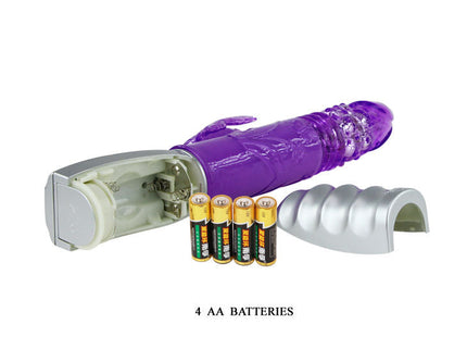 Lila transparente silikonvibrator baile schmetterlings tulpe mit silberner metallbasis und ladestation