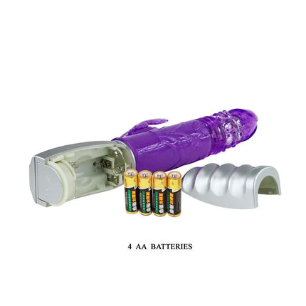 Lila transparente silikonvibrator baile schmetterlings tulpe mit silberner metallbasis und ladestation