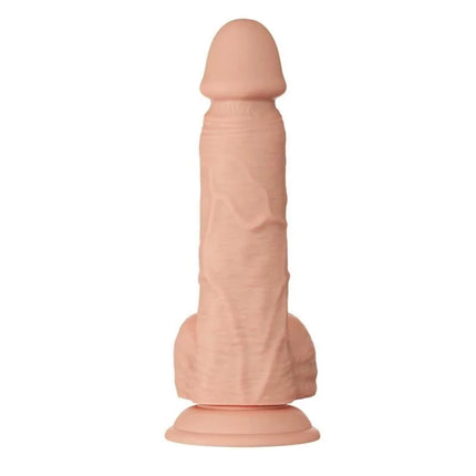 Peachfarbener silikon dildo bahamut von baile mit realistischer struktur und rundem sockel 21,8 cm lang