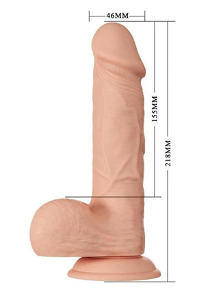 Peachfarbener silikon realistischer dildo von baile mit anatomischen konturen und abgerundetem sockel 21,8 cm lang