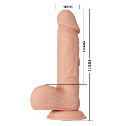 Peachfarbener silikon realistischer dildo von baile mit anatomischen konturen und abgerundetem sockel 21,8 cm lang