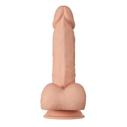 Leichter pfirsichfarbener silikon-dildo bahamut flexibel 21,8 cm mit realistischer textur und abgerundetem grundstück