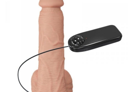 Peachfarbener silikon männlicher masturbator mit schwarzer fernbedienung kabelgebunden von baile bahamut vibration 21,8 cm