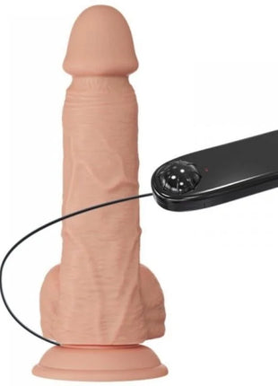 Peachfarbener silikon männlicher masturbator mit schwarzer fernbedienung kabelgebunden von baile bahamut vibration 21,8 cm