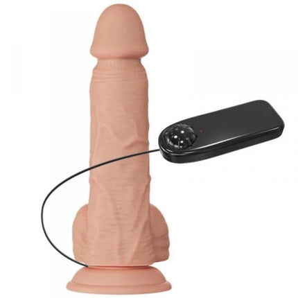 Peachfarbener silikon männlicher masturbator mit schwarzer fernbedienung kabelgebunden von baile bahamut vibration 21,8 cm
