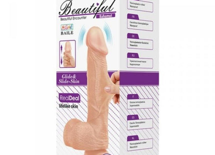 Beigefarbiger realistischer silikonvibrator baile schöne begegnung bahamut vibration 21,8 cm mit saugnapfbasis und mehrstufiger vibration