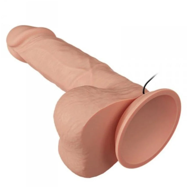 Pinkfarbener silikon vibrator mit saugnapfbasis und sichtbarem kabel von baile bahamut vibration 21 8 cm
