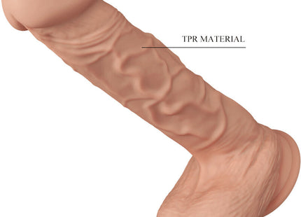 Realistischer pfirsichfarbener flexibler tpr dildo von baile mit anatomischen rillen und gerundeter kopfform 26 cm lang