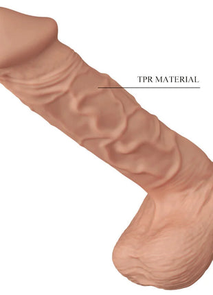 Realistischer pfirsichfarbener flexibler tpr dildo von baile mit anatomischen rillen und gerundeter kopfform 26 cm lang