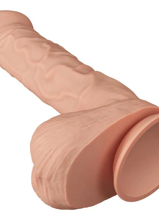 Beiger silikon dildo von baile mit realistischer struktur und rundem sockel flexibel und 26 cm lang