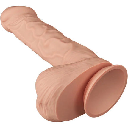 Beiger silikon dildo von baile mit realistischer struktur und rundem sockel flexibel und 26 cm lang