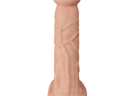 Peachfarbener silikon dildo mit realistischer struktur und abgerundetem boden von baile 26 cm flexibel