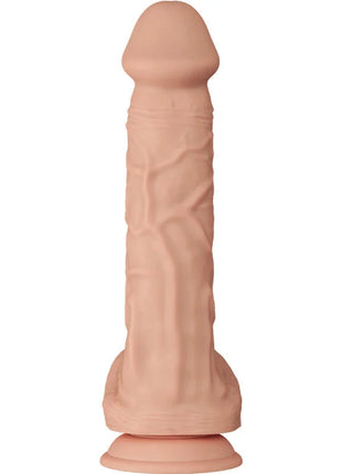 Peachfarbener silikon dildo mit realistischer struktur und abgerundetem boden von baile 26 cm flexibel
