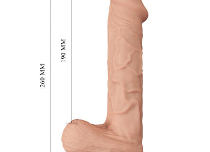 Realistischer flexibler silikon dildo 26 cm in pfirsichfarbe mit strukturierter oberfläche und abgerundetem boden von baile