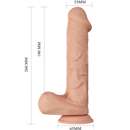 Realistischer flexibler silikon dildo 26 cm in pfirsichfarbe mit strukturierter oberfläche und abgerundetem boden von baile