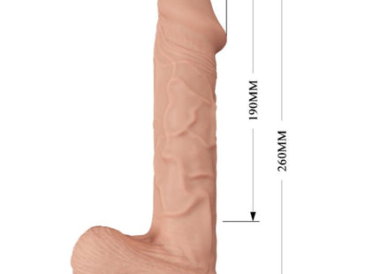 Baile schöne begegnung berqrisi vibration 26 cm silikon dildo in pfirsichfarbe mit realistischen rillen und rundem sockel