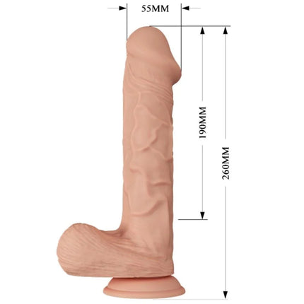 Baile schöne begegnung berqrisi vibration 26 cm silikon dildo in pfirsichfarbe mit realistischen rillen und rundem sockel