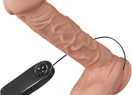Beige silikon erwachsenenspielzeug mit realistischer struktur und schwarzer fernbedienung baile schöne begegnung vibration 26 cm natürlich