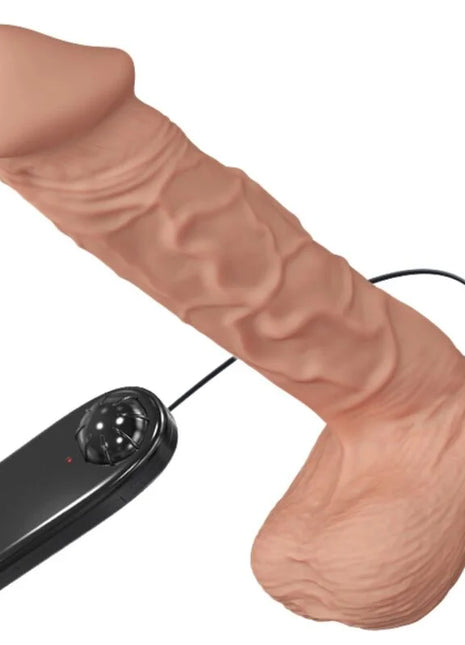 Beige silikon erwachsenenspielzeug mit realistischer struktur und schwarzer fernbedienung baile schöne begegnung vibration 26 cm natürlich
