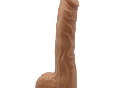 Tanfarbener realistischer silikon dildo mit strukturierter oberfläche und abgerundetem grundboden von Baile