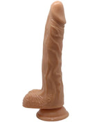 Tanfarbener realistischer silikon dildo mit strukturierter oberfläche und abgerundetem grundboden von Baile