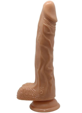 Tanfarbener realistischer silikon dildo mit strukturierter oberfläche und abgerundetem grundboden von Baile