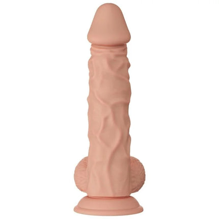Pink silikon dildo mit strukturierter oberfläche und abgerundetem boden 24 cm flexibel und realistisch