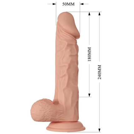 Peach-farbener silikon dildo buraq 24 cm mit realistischer struktur und rundem grundstück von baile