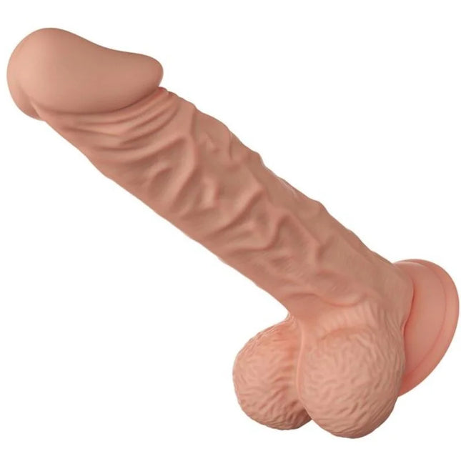 Beiger silikon realistischer dildo 24 cm mit texturierter oberfläche und abgerundetem boden von baile